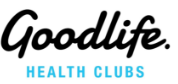 Logo of Goodlife Health Clubs with Goodlife in black cursive font and HEALTH CLUBS in blue uppercase letters, capturing the essence of first impressions as a personal trainer with its sleek and professional design.