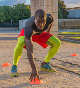 male muscular training ladder to the ground and cones. This serves to increase the speed and reflexes