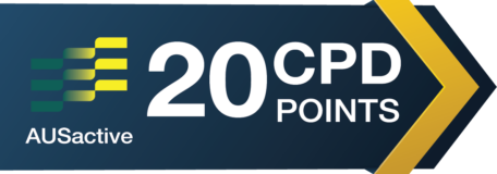 AUSactive 20 CPD Points badge for Pilates Matwork Instructor Course. Earn continuing professional development credits.