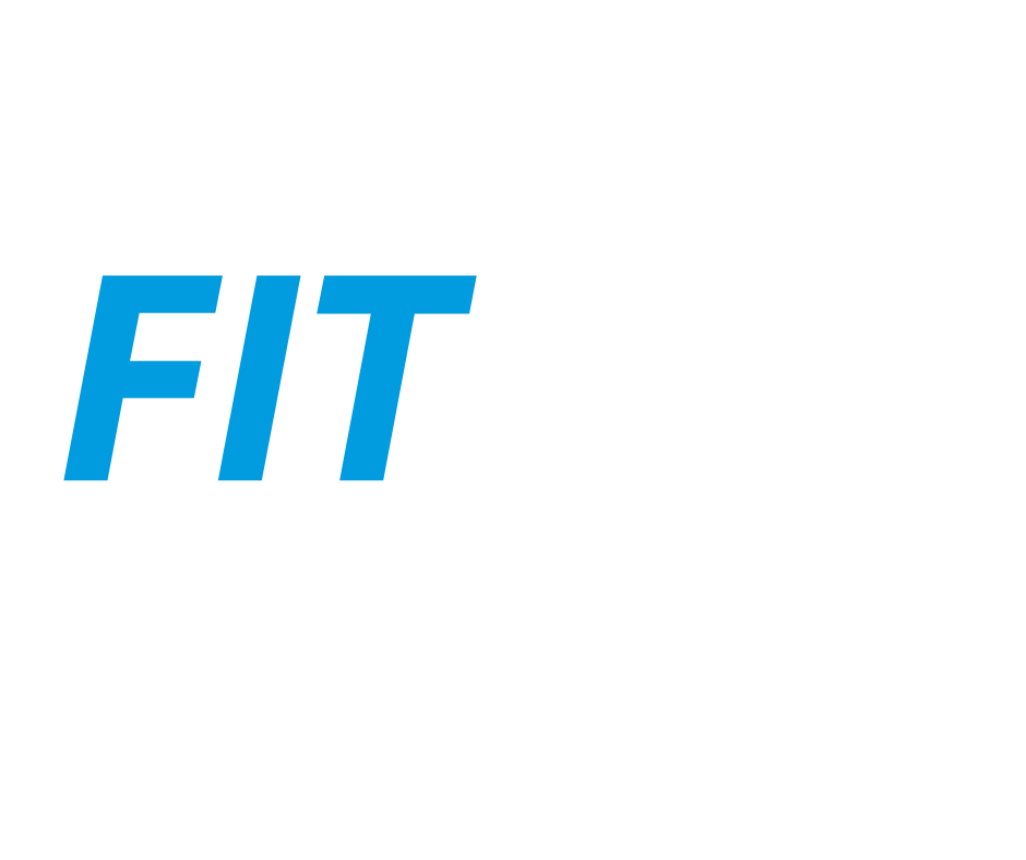 FITREC fitness registration logo in white and blue. Fitness professional registration and directory.