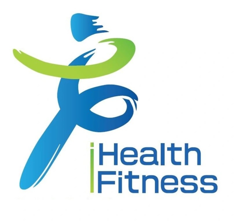 IHealth Fitness logo: stylized figure in motion, representing group fitness instructor Clayton, promoting health and wellness.